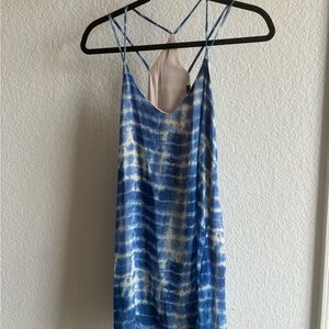 Honey Punch Blue Tie-Dye Spaghetti Strap Dress